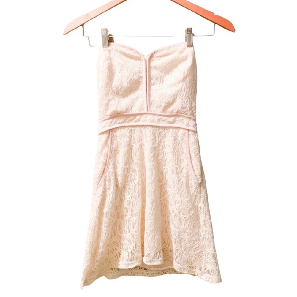 Urban Outfitters Strapless Lace Dress - Cream